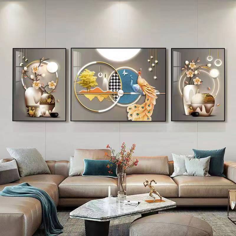 3 in1 Nordic art Abstract graphics Crystal Porcelain wall painting