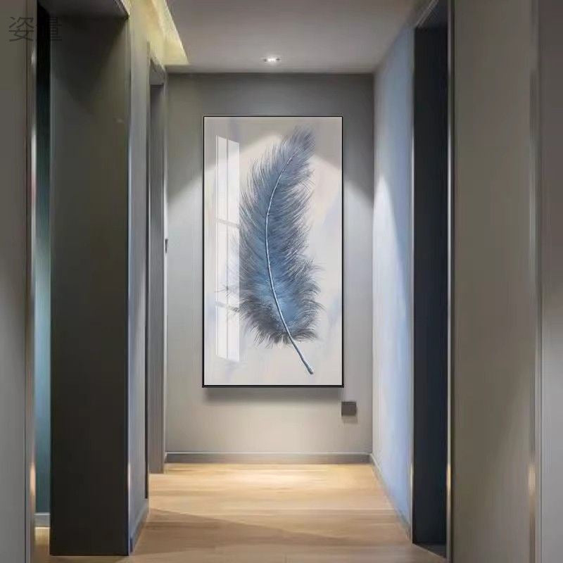 Crystal porcelain painting decoration wall Painting Decorative Blue feather