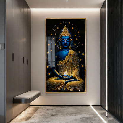 The Buddha sits in tranquility wall Crystal Porcelain Painting Decorative art LED