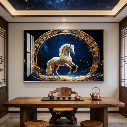 Banner animals horse Landscape Crystal Porcelain wall Decoration Painting