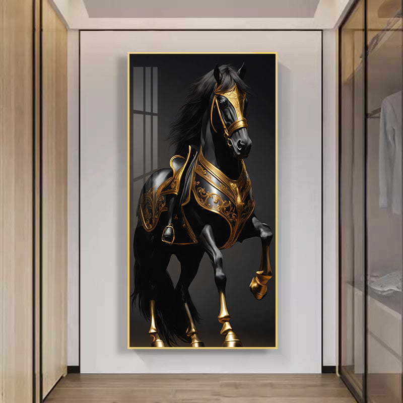 Crystal porcelain painting decoration wall Painting Decorative art A horse wearing armor