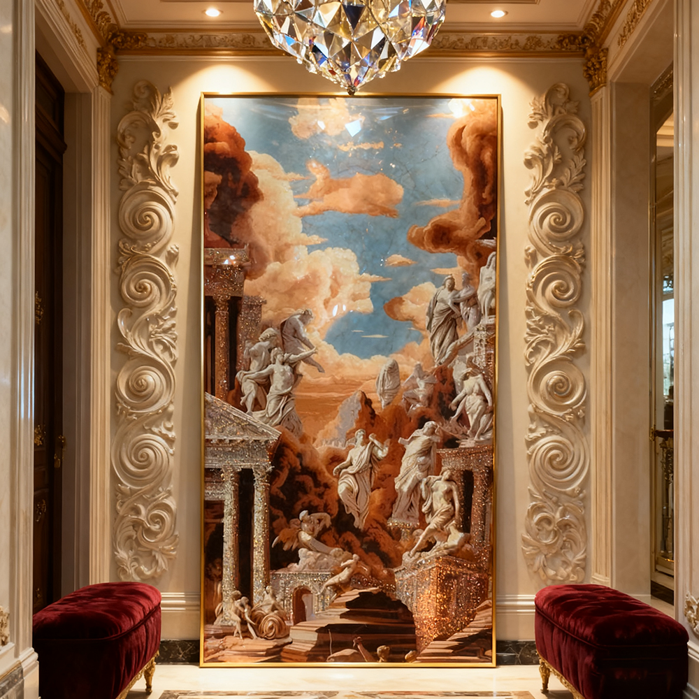 Abstract Abstract Palace Landscape crystal porcelain painting decorative popular LED