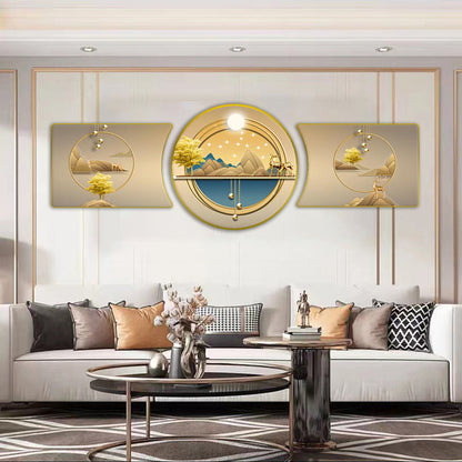 Circle 3in1 Abstract Landscape Crystal Porcelain Decorative wall Painting art
