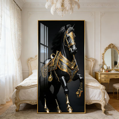 Exquisite Horse Animal Crystal Porcelain Painting Decorative beautiful wallart LED