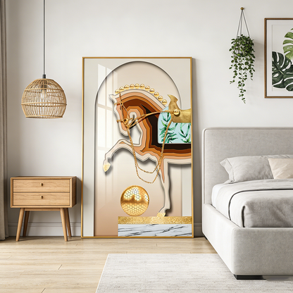 Modern Horse HD print Crystal Porcelain wall decorative Painting LED