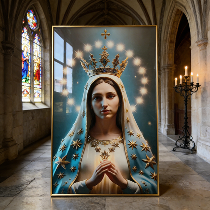 Luxurious statue of the goddess Maria crystal porcelain painting wall Decorative art LED