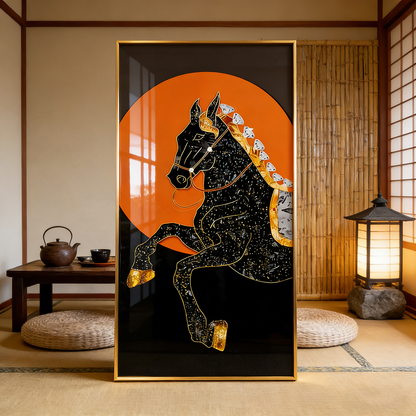 Modern Horse HD print Crystal Porcelain wall decorative Painting LED