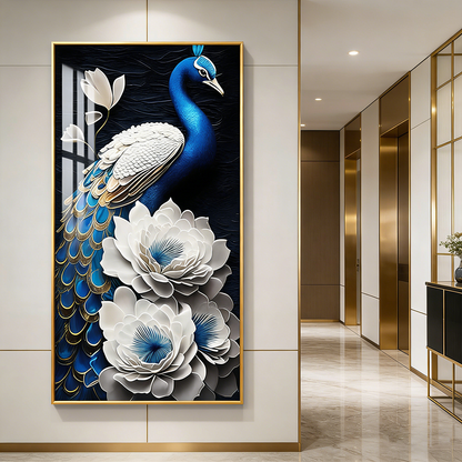 Luxurious Golden Black Horse Crystal Porcelain Painting wall Decorative art LED