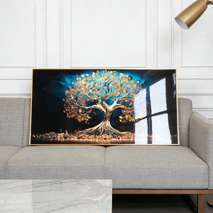 Banner blue tree Crystal Porcelain painting home decorative Wallart