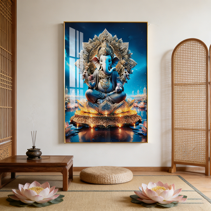 Abstract Indian statue elephant crystal porcelain painting Wallart Decorative art LED