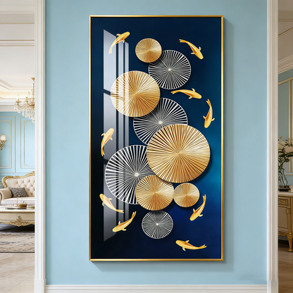 Geometry Fish School Landscape Crystal Porcelain Painting Decorative art LED