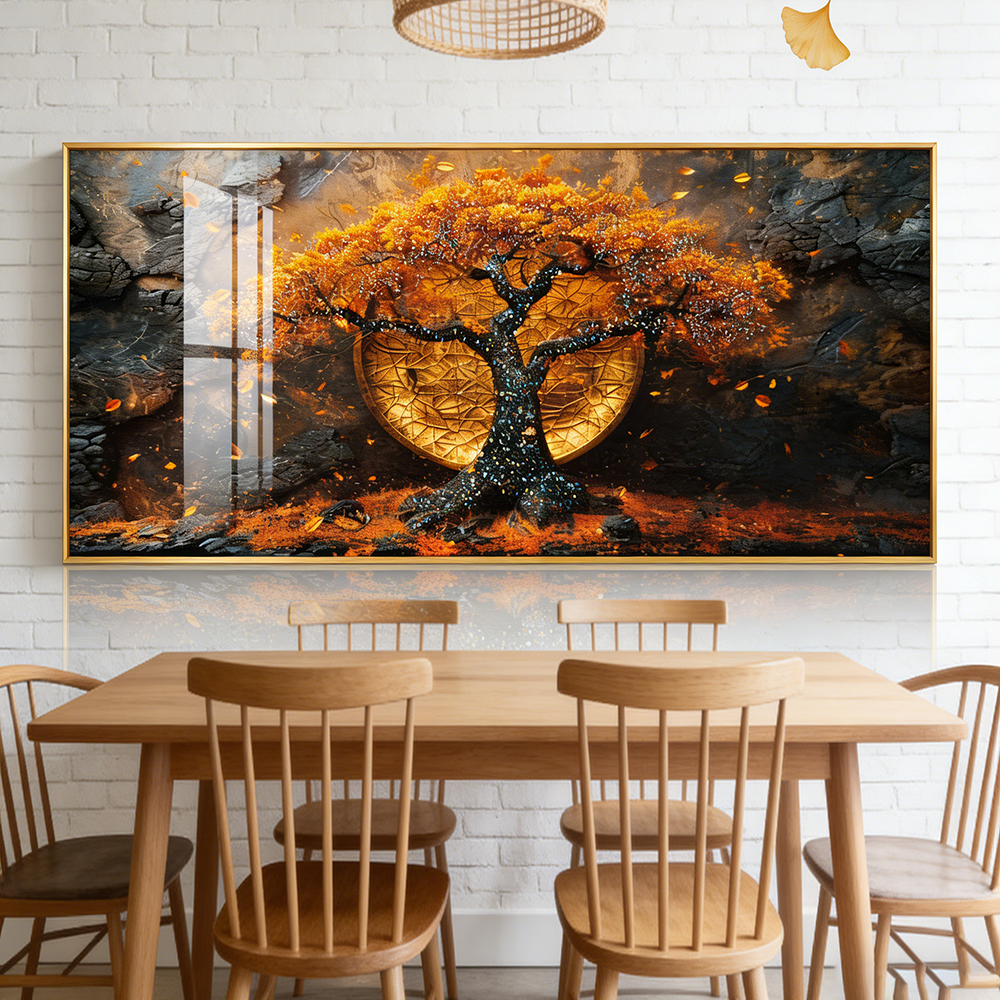 Banner blue tree Crystal Porcelain painting home decorative Wallart