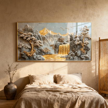 Abstract 3D landscape crystal porcelain painting decorative LED wallart