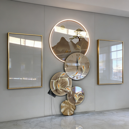 Light luxury metal clock creative design decoration LED wallart painting clock