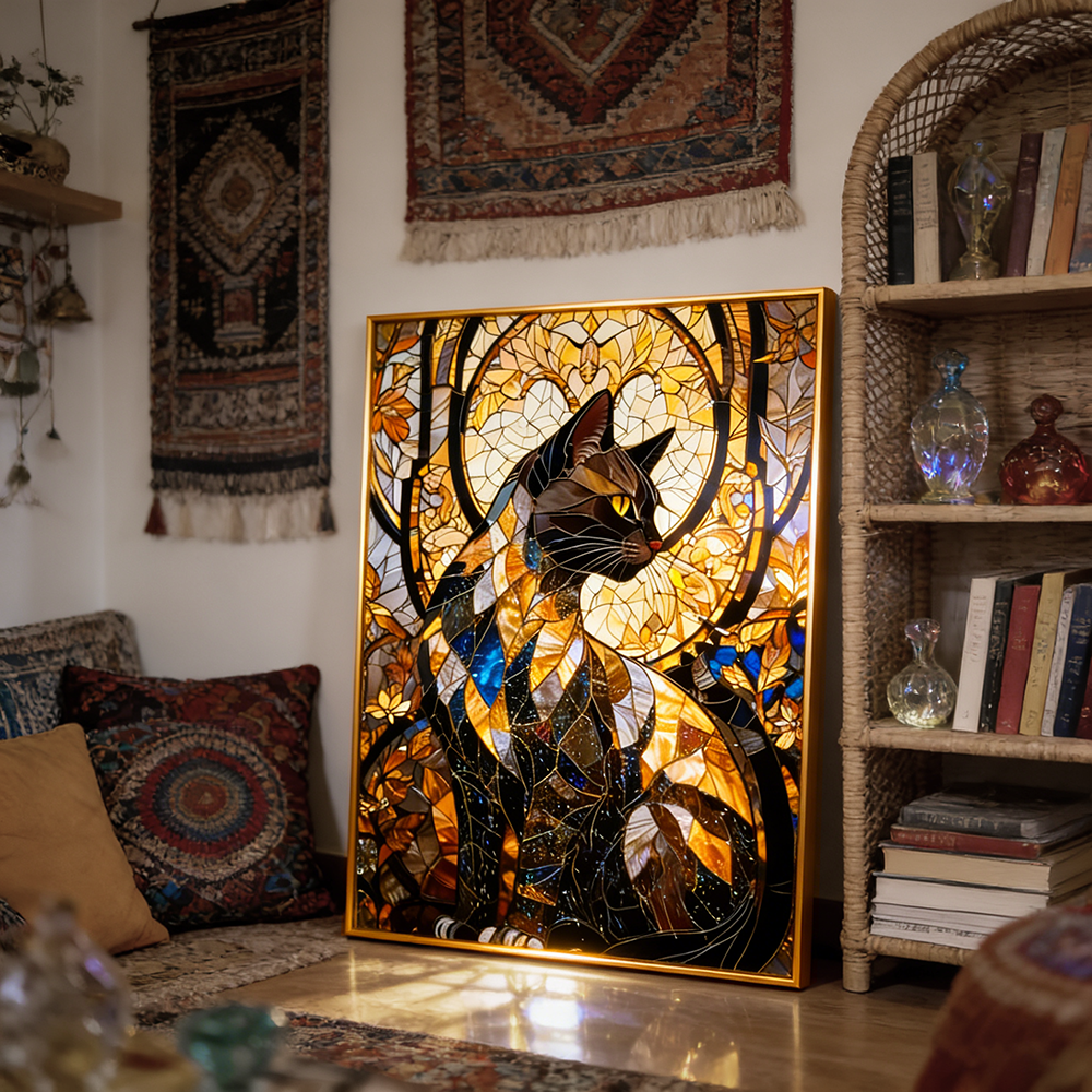 Golden Cartoon animal picture Crystal Porcelain Painting wallart LED