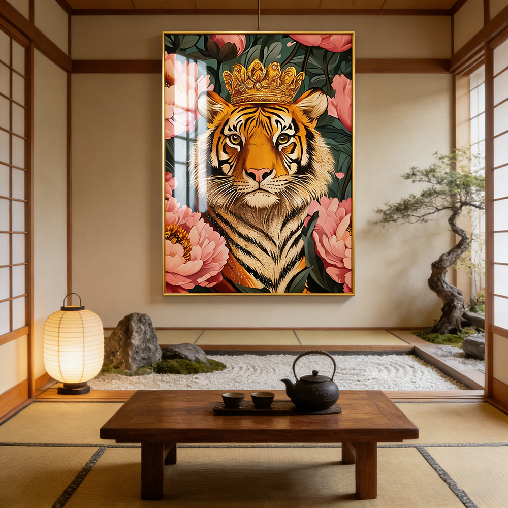 Abstract scene Creative Tiger Animal Crystal Porcelain Painting decoration wallart LED