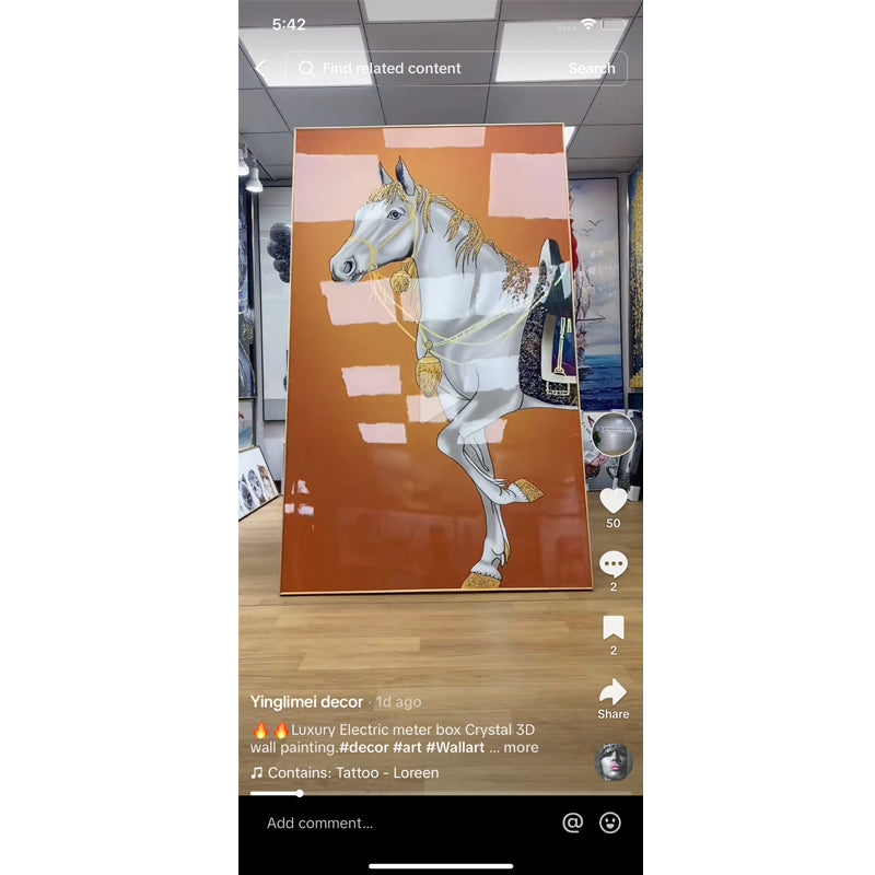 Like a white horse with a brown background wall Painting Decorative art LED