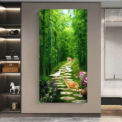 New Chinese Style Bamboo Forest Crystal Porcelain Painting