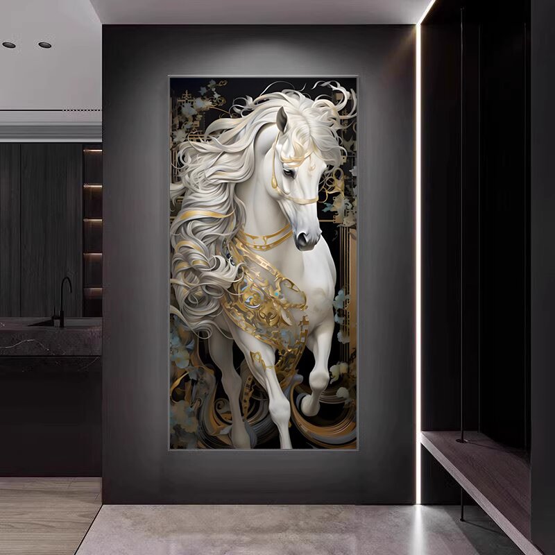 Abstract horse 3D decorative murals hanging LED Crystal Porcelain Painting