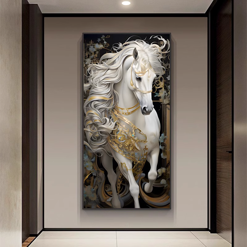 Abstract horse 3D decorative murals hanging LED Crystal Porcelain Painting