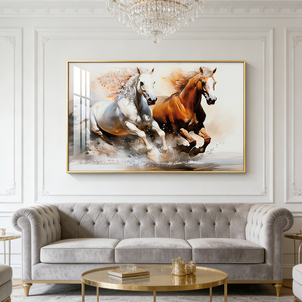 Abstract animals horse Crystal Porcelain painting  Decorative Wallart LED