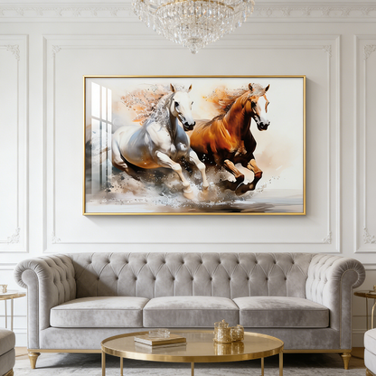 Abstract animals horse Crystal Porcelain painting  Decorative Wallart LED
