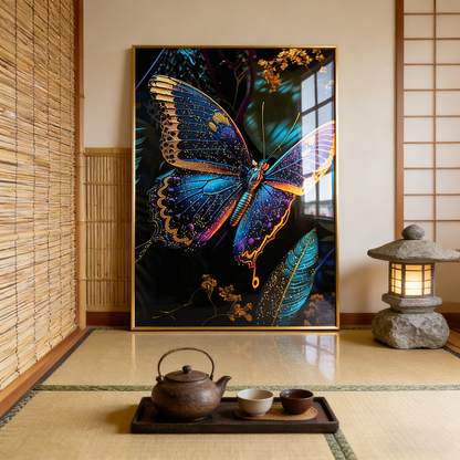 Luxurious Butterfly Landscape Crystal Porcelain Painting 3D decorative LED