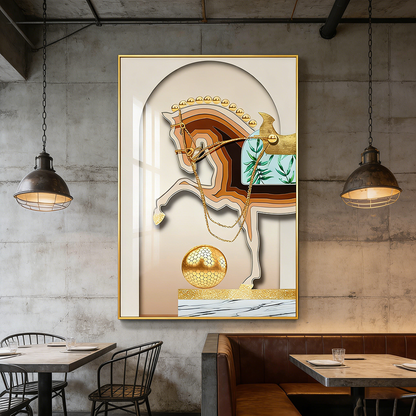 Modern Horse HD print Crystal Porcelain wall decorative Painting LED