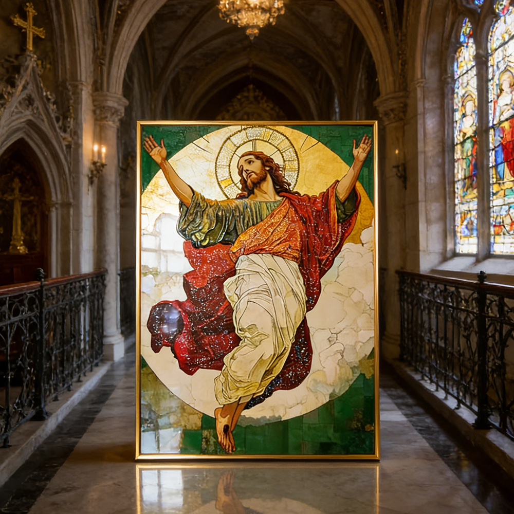 New modern light luxury Jesus Crystal Porcelain Painting hanging picture wallart.