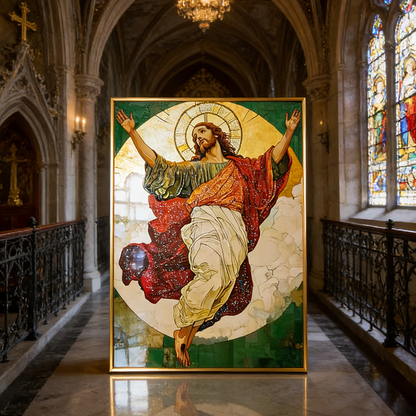 New modern light luxury Jesus Crystal Porcelain Painting hanging picture wallart.