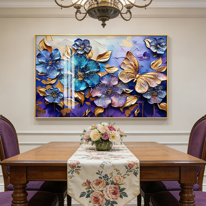 Abstract Landscape butterfly flowers Crystal Porcelain painting Wall art
