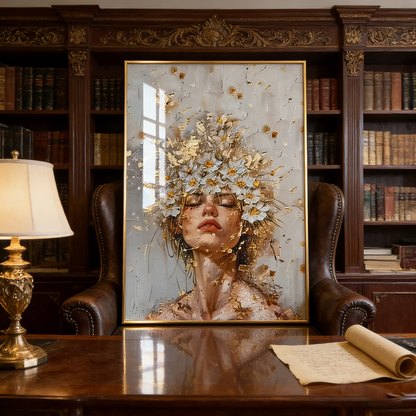 Beautiful Girl Flower Crystal Porcelain Painting Wall Decorative LED pop art