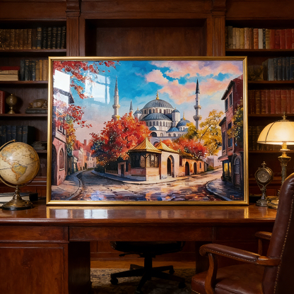 Luxury Beautiful Palace Landscape Crystal Porcelain Painting decorative wallart.