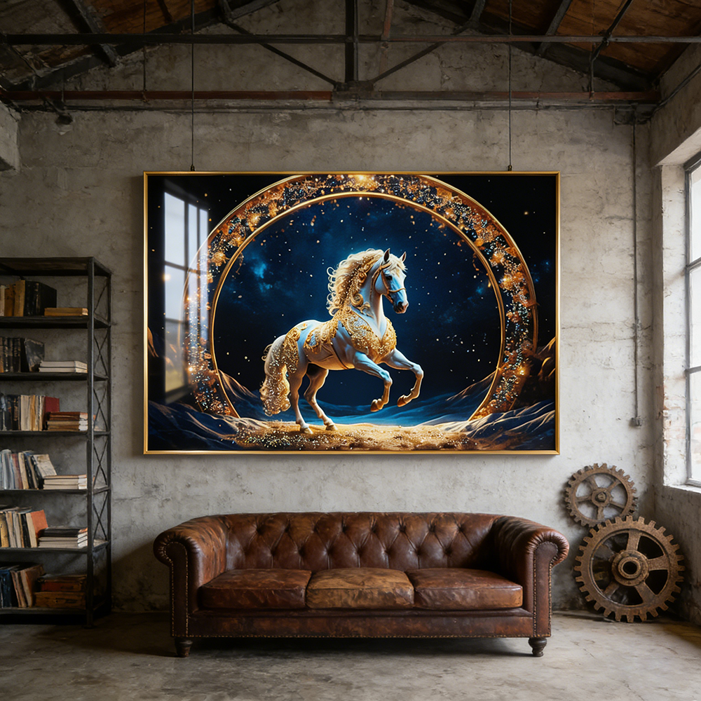 Banner animals horse Landscape Crystal Porcelain wall Decoration Painting