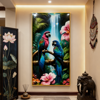 Abstract Home Decoration Parrot Landscape Crystal Porcelain Painting wallart LED