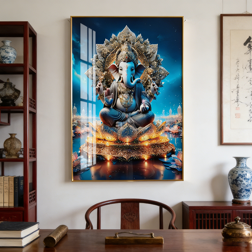 Abstract Indian statue elephant crystal porcelain painting Wallart Decorative art LED