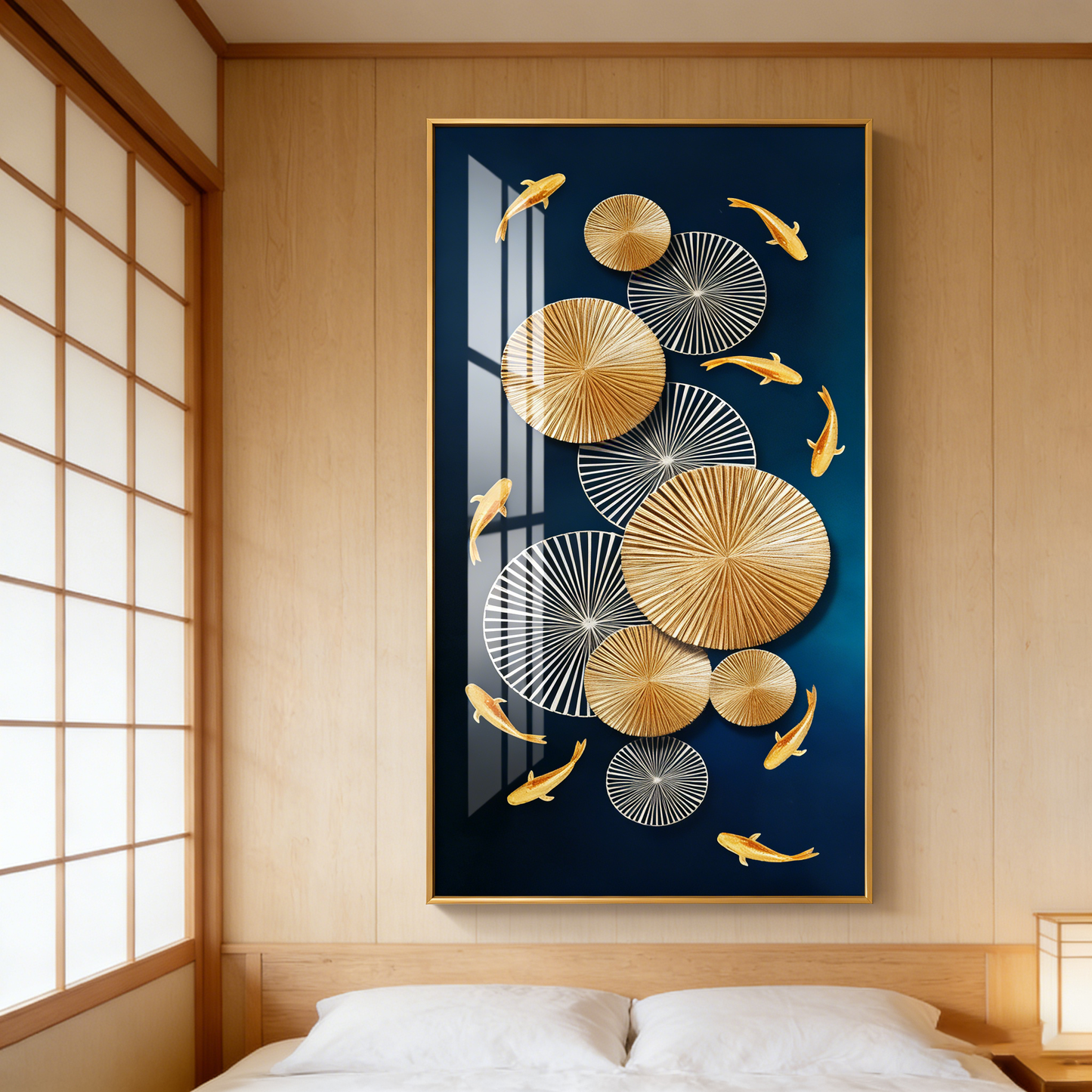 Geometry Fish School Landscape Crystal Porcelain Painting Decorative art LED