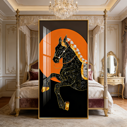 Exquisite Horse Animal Crystal Porcelain Painting Decorative beautiful wallart LED