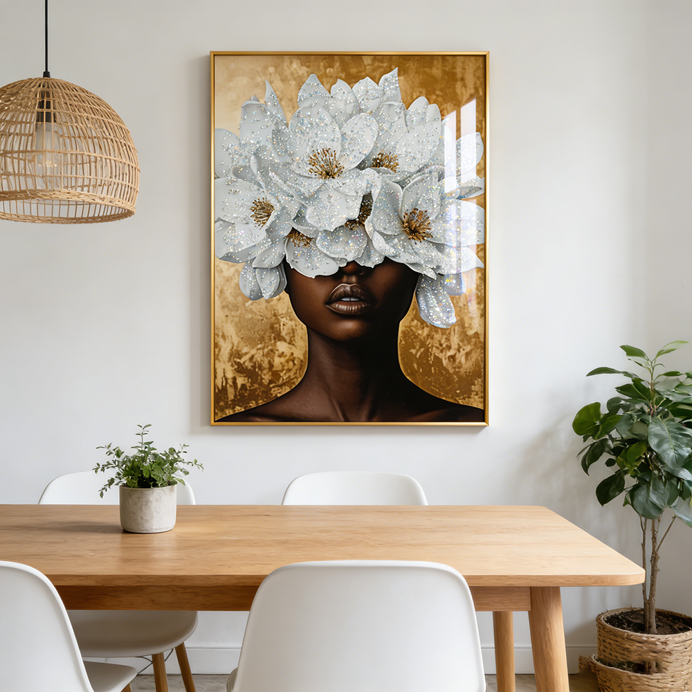 Modern Fashionable flower wearing girl crystal porcelain painting LED
