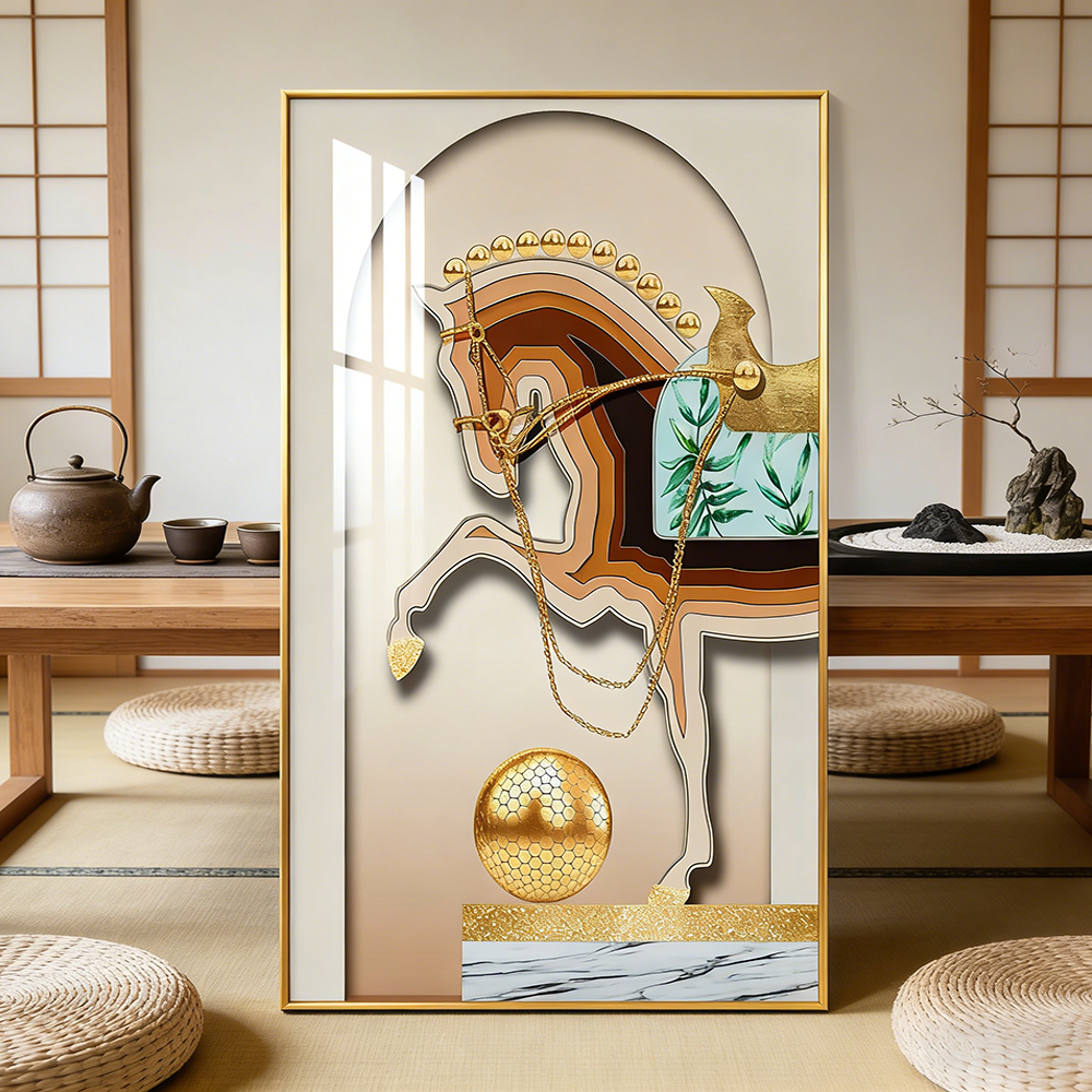 Modern Horse HD print Crystal Porcelain wall decorative Painting LED