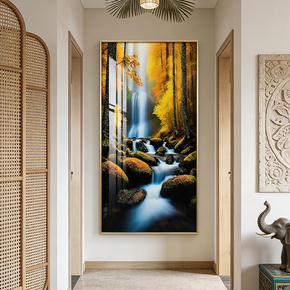 Simulated Forest Creek landscape Crystal Porcelain Painting Wall Decorative