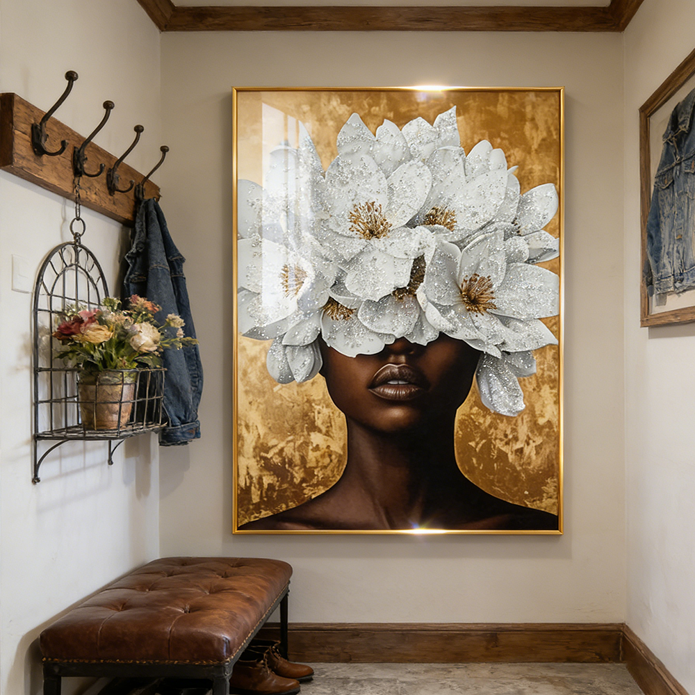 Modern Fashionable flower wearing girl crystal porcelain painting LED