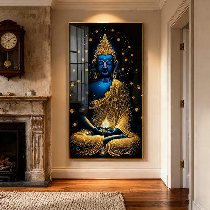 The Buddha sits in tranquility wall Crystal Porcelain Painting Decorative art LED