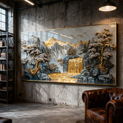 Abstract 3D landscape crystal porcelain painting decorative LED wallart