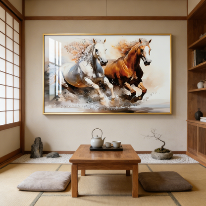 Abstract animals horse Crystal Porcelain painting  Decorative Wallart LED