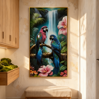Abstract Home Decoration Parrot Landscape Crystal Porcelain Painting wallart LED