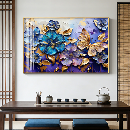 Abstract Landscape butterfly flowers Crystal Porcelain painting Wall art