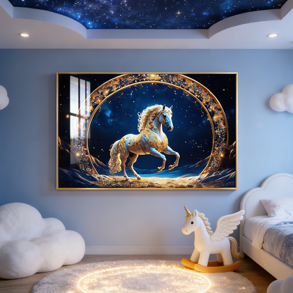 Banner animals horse Landscape Crystal Porcelain wall Decoration Painting