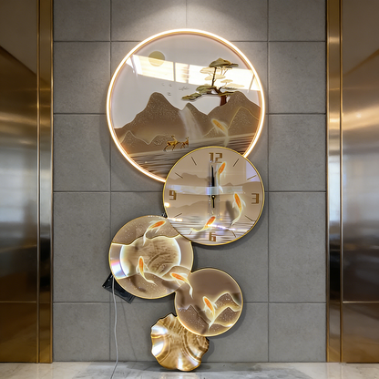 Light luxury metal clock creative design decoration LED wallart painting clock