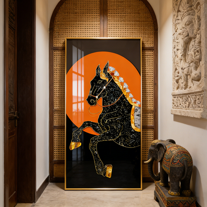 Exquisite Horse Animal Crystal Porcelain Painting Decorative beautiful wallart LED